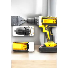 24 Parça Çift Bataryalı Şarjlı Matkap Seti 24W Motor ve Otomatik Mil Kilitli Tasarım