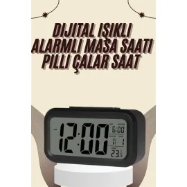 Dijital Masa Saati Termometreli Takvim Çalar Saat Led Ekran Pilli