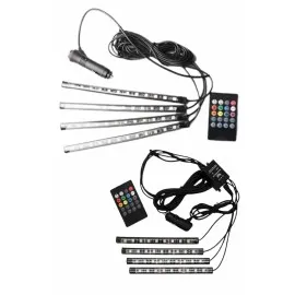 12'li Şerit Led Işık Rgb Sese Ve Müziğe Duyarlı Araç İçi Ayak Altı