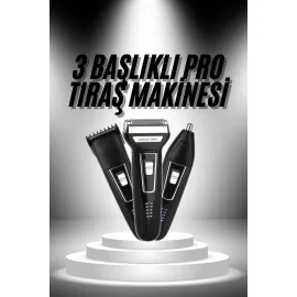 3'lü Set Saç Sakal Kesme Traş Makinesi Burun Kılı Alma Tıraş Makinesi