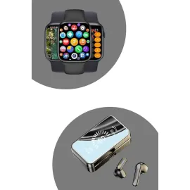 Powerbank Aynalı Bluetooth Kulaklık Ve Akıllı Saat Seti Anc Özelliği Dokunamatik