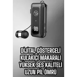 Makaralı Bluetooth Kulaklık Kulak İçi Dijital Göstergeli Yüksek Ses Kaliteli