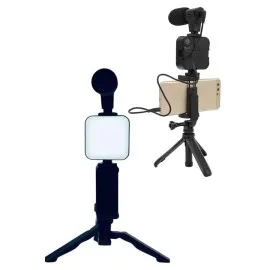 Telefon Tutucu Led Işıklı Kumandalı Mikrofon Telefon Vlog Video Kayıt