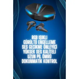 Bluetooth Kulaklık Oyuncu Kulaklığı RGB Işıklı Oyunlarda Düşük Gecikme