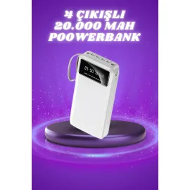 Powerbank Şarj Cihazı 4 Çıkışlı 20.000 MAH Powerbank Taşınabilir Çoklu Giriş