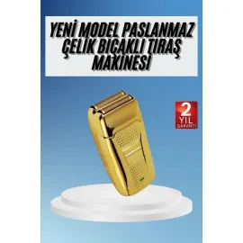Sakal Kesme Tıraş Makinesi Paslanmaz Çelik Gold Şarjlı
