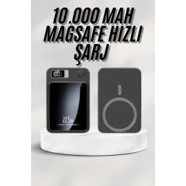 Taşınabilir Şarj Magsafe Powerbank 10.000 mAh Hızlı Şarj Led Göstergeli Kablosuz