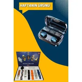 Ucuz Kaliteli Yeni Nesil 7 Kordonlu Akıllı Saat Ve Kablosuz Bluetooth Kulaklık Anc Özelliği