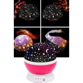 Yıldızlı Gece Lambası Mor Projeksiyon Görünümlü Masa Lambası Renk Değiştirebilen