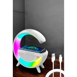 Bluetooth Hoparlör 15W Kablosuz Hızlı Şarj LED Gece Lambası
