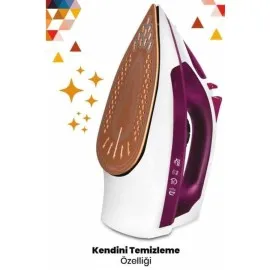 Yeni Nesil Kırmızı Buharlı Ütü 2200 Watt Seramik Tabanlı Yüksek Buhar Gücü