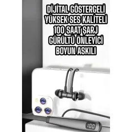Boyun Askılı Bluetooth Kulaklık Uzun Şarj Süreli Dijital Göstergeli Kablolu