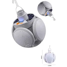 Katlanabilir Askılı Kamp Lambası 5 Kanatlı Pratik Güneş Enerjili