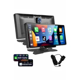 4K 10.2 İnç Çift Kameralı Araç Multimedya Ekranı CarPlay Kablosuz Tüm Cihazlara Uyumlu