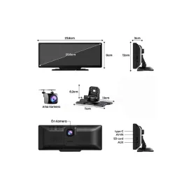 Android ve İOS Uyumlu Ön Arka Çift Kameralı Araç Ekranı Dokunmatik CarPlay