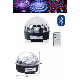 Küre Disko Topu Müzik Çalar Renkli Lazer Işıklı Bluetooth Disko Parti Işığı Kumandalı