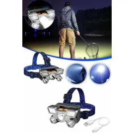 5 LED Far Şarj Edilebilir Güçlü Kafa Lambası Kamp Lambası 4 Modlu (Kopya)