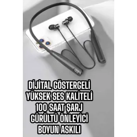 Dijital Göstergeli Kulak İçi Kablosuz Bluetooth Kulaklık Boyun Bantlı