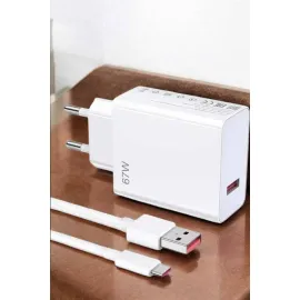 Şarj Aleti 67W Hızlı Şarj Turbo Type-C Uyumlu Şarj Adaptörü Kablosu