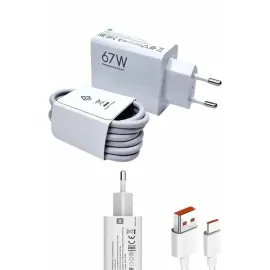 Beyaz Ultra Plus Hızlı Şarj Seti Şarj Adaptörü Ve Kablosu 67W
