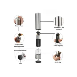 Otomatik Tuz ve Karabiber Öğütücü Baharat Öğütücü Tuz Karabiber Değirmeni