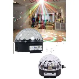 Küre Disko Topu Müzik Çalar Renkli Lazer Işıklı Bluetooth Disko Parti Işığı Kumandalı