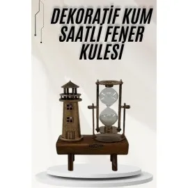 Hediyelik Eşya Retro Ahşap Deniz Feneri Kum Saati Biblo