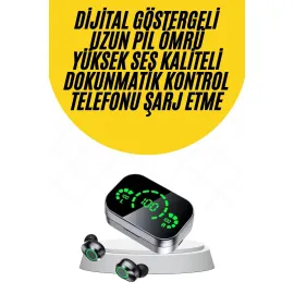 Kablosuz Bluetooth Kulaklık Çift Telefon Destekli Powerbankli Dijital Göstergeli