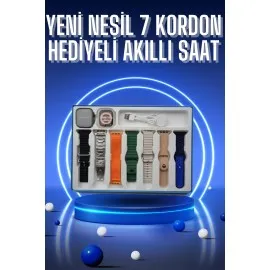 Akıllı Saat 7 Kordon Hediyeli Takvim Alarm Nabız Ölçer Bildirim Görme Sesli Görüşme