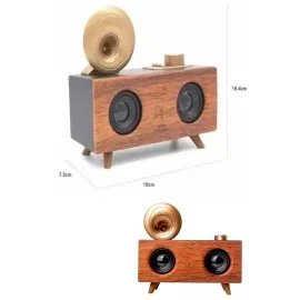 Bluetooth Nostalji Speaker Radyo Gramofon Ahşap Renk Vintage