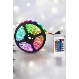 Yeni Nesil Rgb Işıklı 10Metre Şerit Led Kumandalı Şarj Edilebilir
