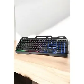 Led Işıklı Oyuncu Klavye Usb Girişli Rgb Işıklı Q Klavye Mouse Hediyeli