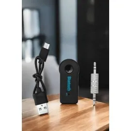 Kablosuz Bluetooth Aux Araç Kiti Siyah Hafıza Kartlı