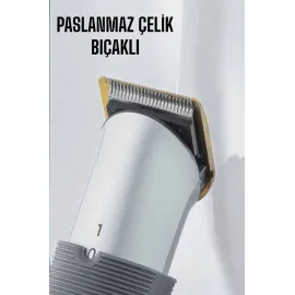 4 Taraklı Profesyonel Şarjlı Saç ve Sakal Kesme Tıraş Makinesi Seti