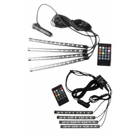 12'li Şerit Led Işık Rgb Sese Ve Müziğe Duyarlı Araç İçi Ayak Altı