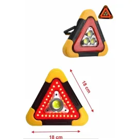 Işıklı İkaz Lambası Reflektör Şarjlı Işıklı Üçgen LED Acil Durum Feneri
