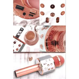 Kablosuz Bluetooth Karaoke Mikrofon USB ve AUX Girişli, Yüksek Ses Kalitesi