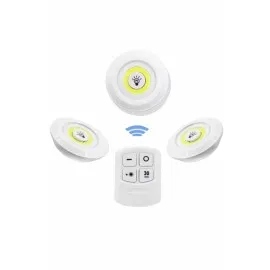 Dolap Işığı Mutfak Rafı Işığı Uzaktan Kumandalı 3 Lü Spot Led Lamba