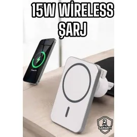 Araç Uyumlu Kablosuz 15W Taşınabilir Şarj Aleti Çift Kablo