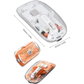 Sessiz Tıklama Çift Modlu Bluetooth Ve Alıcı Şeffaf Mouse Fare