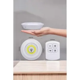 Led Lamba 3'lü Uzaktan Kumandalı Yapışkanlı Beyaz Işık