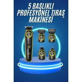 5 Başlıklı Şarjlı Tıraş Makinesi Kablosuz Saç Sakal Burun Tıraşına Uygun