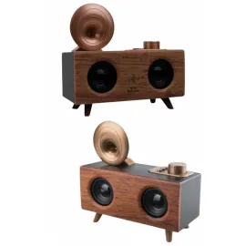 Bluetooth Nostalji Speaker Radyo Gramofon Ahşap Renk Vintage