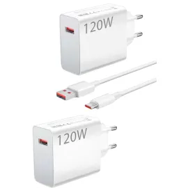 120 Watt Turbo Hızlı Şarj Aleti Seti Hızlı Şarj Adaptörü Beyaz