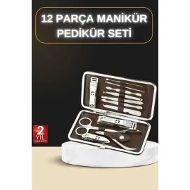 12 Parça Manikür Pedikür Seti Özel Deri Çanta El Ayak Bakımı Akne Ve Sivilce Temizleme
