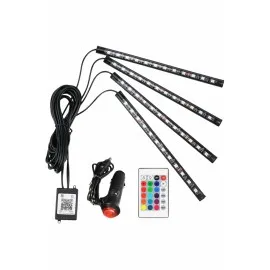 Araç İçi Ayak Altı 12'li Şerit Led Işık Uzaktan Kumandalı Rgb Işıklı Ses Ve Müziğe Duyarlı