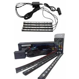 12'Lİ Şerit Led Işık RGB Sese ve Müziğe Duyarlı Araç İçi Ayak Altı