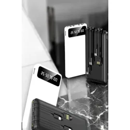 20.000 Mah Led Işıklı LCD Ekran USB Girişli Type-C Lightning Powerbank