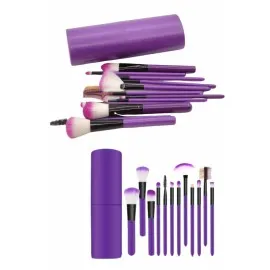 12 Parça Makyaj Fırça Seti Profesyonel Fondöten Allık Far Kontür Fırçası