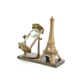 Eyfel Kulesi Tasarımlı Kum Saati Kristalleştirilmiş Kum Saati Dekoratif Ahşap Görünümlü
